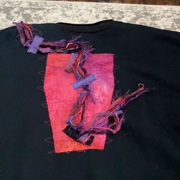 VTG ElizAbeth fleece cardigan patch work size M light jacket - Picture 11 of 12